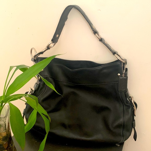 Coach Zoe Black Leather Hobo Bag black
